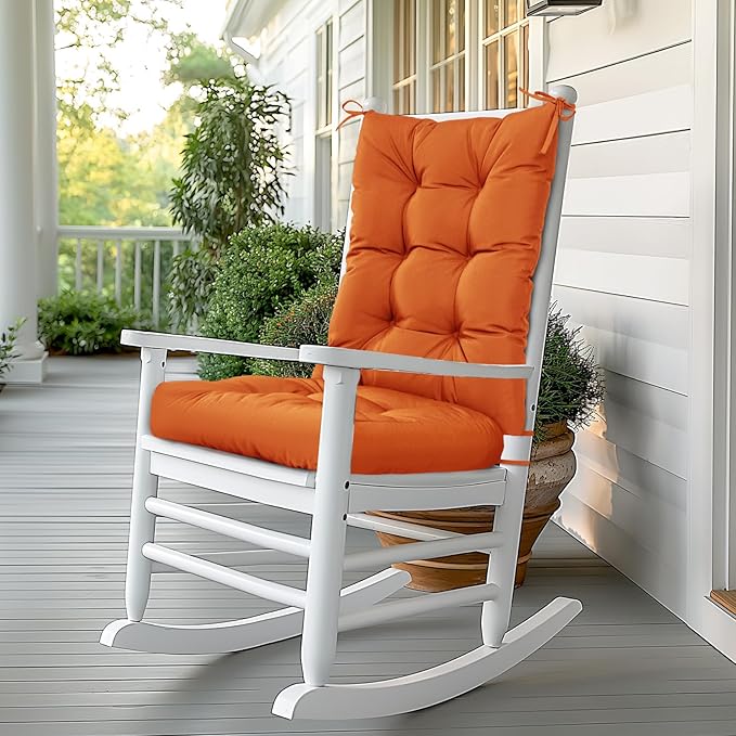 mudilun Rocking Chair Cushion Non-Slip Tufted Indoor/Outdoor Rocking Chair Cushions 80% Water Proof with Straps for Living Room Baby Room Garden High Back Rocking Chair Pads