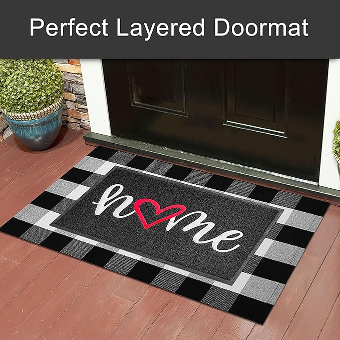 KILOCOCO Door Mat Outdoor Doormat Welcome Mat, Funny Home Mats Non-Slip Front Door Mat for Entrance, Easy Clean Indoor Door Mats for Garage, Yard, Patio, High Traffic Areas 20"x31.5", Black