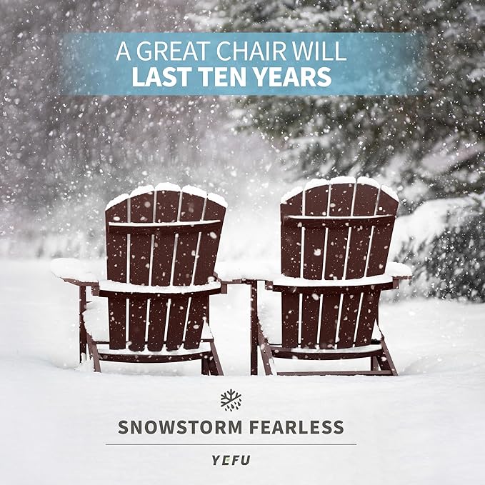 YEFU Plastic Adirondack Chairs Weather Resistant, Patio Chairs 5 Steps Easy Installation, Like Real Wood, Widely Used in Outdoor, Fire Pit, Deck, Lawn, Outside, Garden Chairs (Coffee)