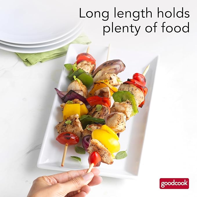 GoodCook Everyday 12-Inch Bamboo Skewers, 100-Count, Wooden Skewers for Grilling, Shish Kabob, BBQ, and Kebabs, Durable Single-Point Ends, Versatile Skewer Sticks for Cooking and Crafts