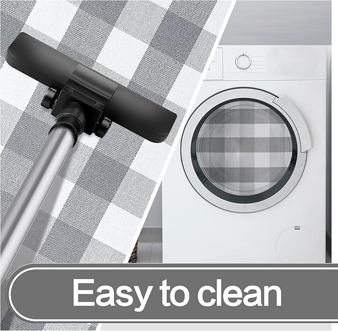 MUBIN Cotton Buffalo Plaid Rug, 4'x 6' Grey and White Outdoor Rug Front Door Decorative Mat, Hand-Woven Foldable Rug for Layered Door Mats Washable Carpet for Front Porch, Entryway, Farmhouse