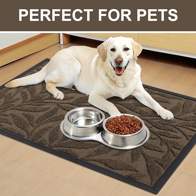 Smiry Front Door Mat Indoor Outdoor Entrance, Heavy Duty Natural Rubber, Trap Dirt and Moisture, Non-Slip Doormats, Low Profile, Easy Clean Patio Porch Entryway Mat, 29.5x17,Mix Brown