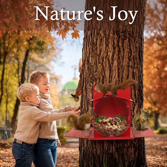 Metal Squirrel Feeders for Outside with Flip Lid Large Squirrel Houses for Outside Chipmunks, Wildlife Squirrel Feeder for Corn, Peanuts,Great Gift for Nature Lovers