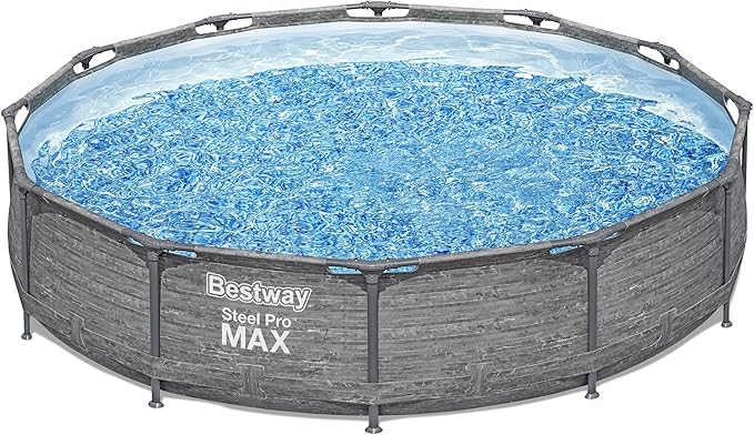 Bestway Steel Pro MAX 12' x 30" Above Ground Pool, Round Metal Frame Outdoor Swimming Pool Set with Filter Pump, Stacked Stone Print