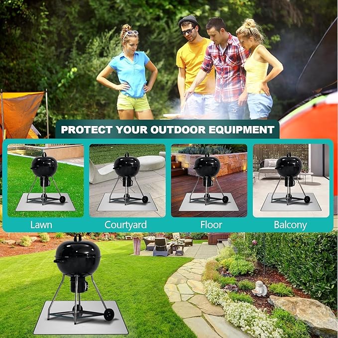 UBeesize 48x40 Inch 4-Layer Grill Mat, Heavy Duty Under Grill Mat for Charcoal & Gas Grills, Fire Pit Mat, Deck Protector, Heat Resistant to 2000°F, Waterproof Oil Proof, Reusable & Easy to Clean