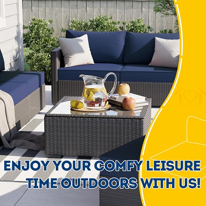 AAAAAcessories Outdoor Seat Cushions for Chairs, Fade-Resistant, Waterproof Patio Furniture Replacement Cushions, 23" x 23" x 5" + 23" x 13.5", Set of 4, Navy Blue