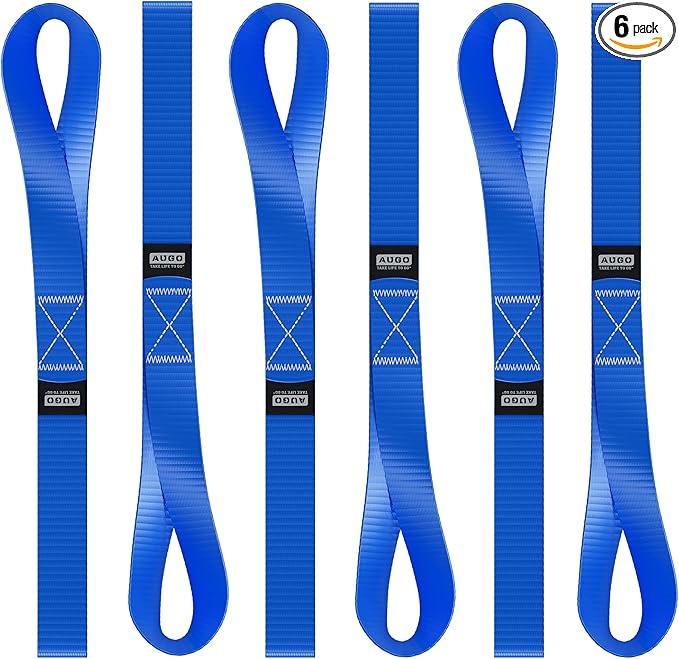Soft Loop Tie Down Straps - 1,500 Load Capacity & 4,500 Lbs Breaking Strength - 6 Pack - Loops for Securing ATV, UTV, Motorcycles, Scooters, Dirt Bikes, Lawn & Garden Equipment - by AUGO