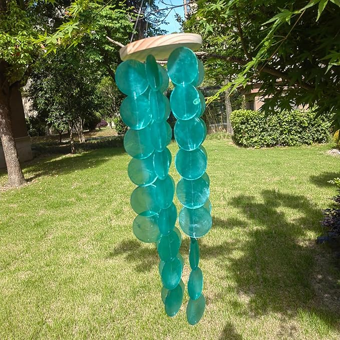 Handmade Colored Capiz Shells Windchimes Coastal Type Decoration for Indoor and Outdoor Use Garden Decoration