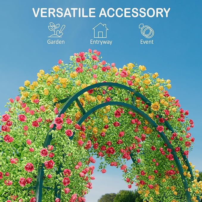 102in Steel Garden Arch Arbor Trellis for Climbing Plants Outdoor,Yard,Wide Sturdy Durable Garden Arch for Lawn,8.5ft Climbing Plants Decorative Wire Lattice,Outdoor Wedding Arch(Green)