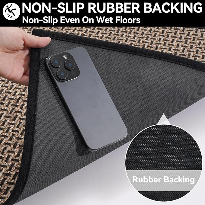 Door Mat Entrance 24x35, Dirt Resistant and Absorbent, Non-Slip Rubber Backing Floor Mats, Easy Clean Low-Profile Doormat for Entryway, Front Door, Inside Entrance, Black