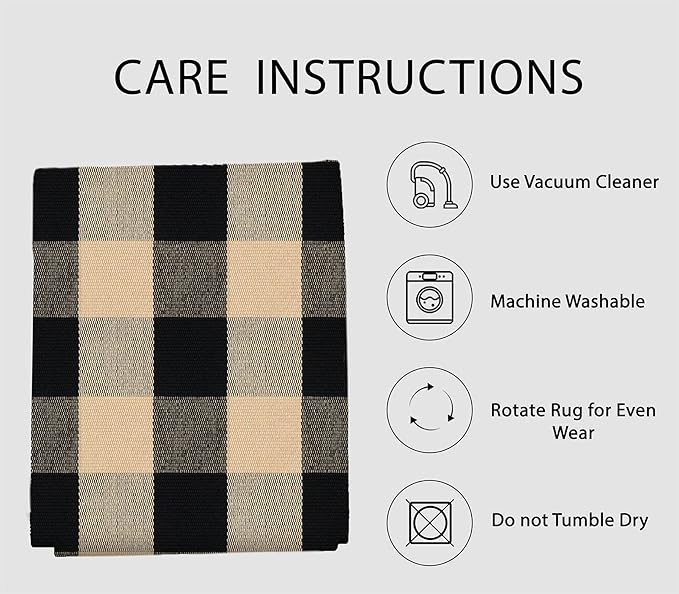 IOHOUZE Buffalo Plaid Checkered Rug 2x3 Ft Front Door Mats, Washable Area Rugs for Front Porch Welcome Mats Indoor Outdoor, Entryway Door Rug for Entryway, Home Entrance, Tan Black
