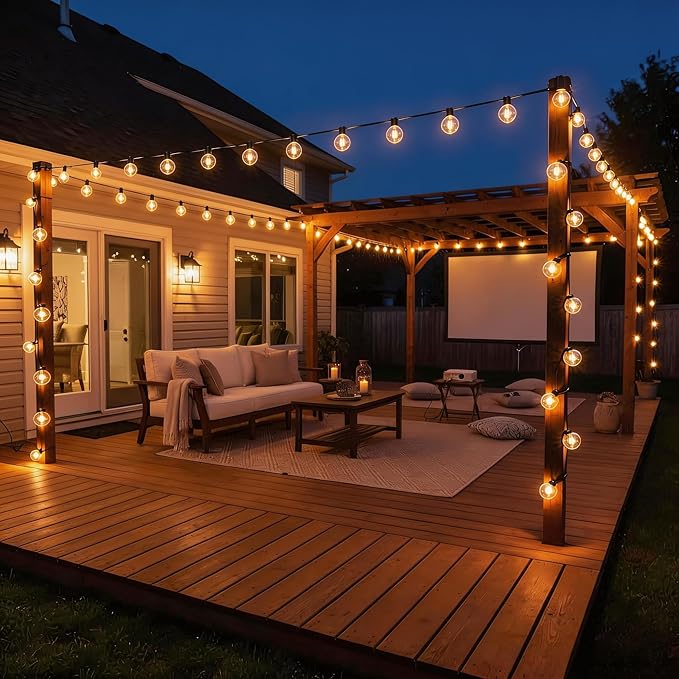 RTTY Classic Series 100FT All-Purpose Outdoor String Lights with 37 G40 Bulbs - Versatile for Patio & Deck Lighting, Backyard Gatherings, Poolside Evenings, and Intimate Wedding Decor