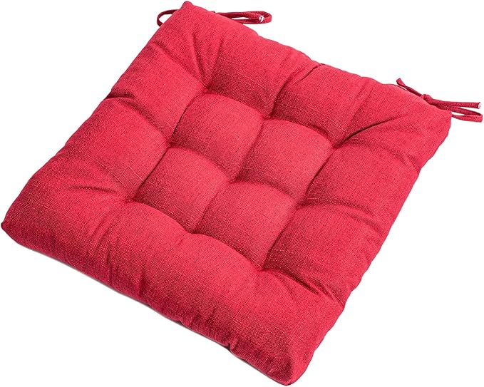 SQUARE MOON 4 Pack Chair Cushions, Seat Cushions, Chair Pads, Chair Mat for Indoor, Outdoor Dining Chair, Kitchen Chairs, Dining Room Chairs (16" × 16" × 4 Pack, Poinsettia)