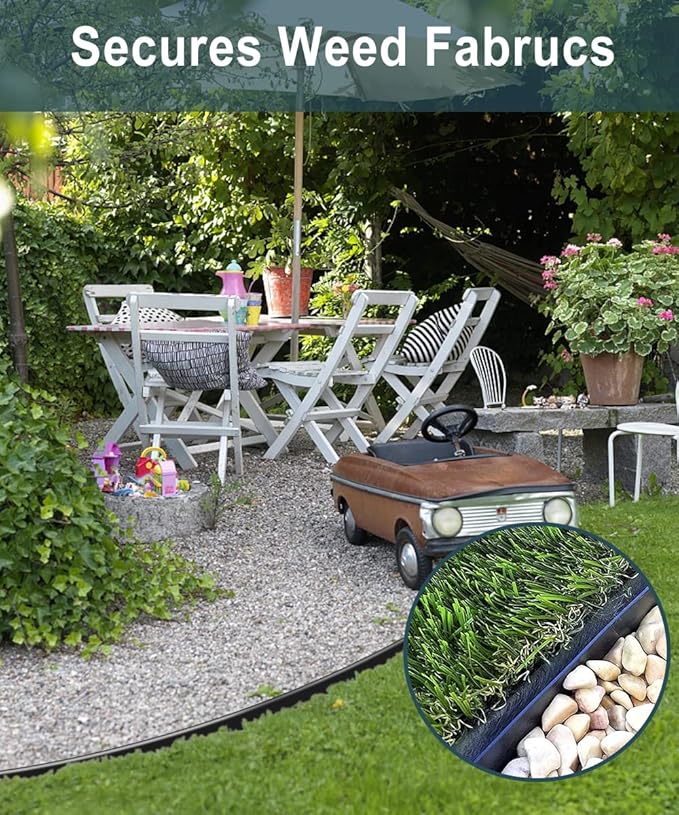50 Pack of 8-inch Plastic Landscape Edging Spikes are Perfect for anchoring Weed barriers, Paver Edging, Artificial Turf, Grass Pathways, and More.