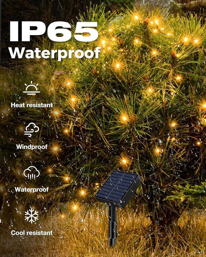 6 Pack Solar Fairy Lights for Outside Waterproof, Total 147FT 450LED Solar String Lights Outdoor 8 Modes Solar Twinkle Lights for Garden Yard Christmas Tree Wedding Party Decor, Warm White