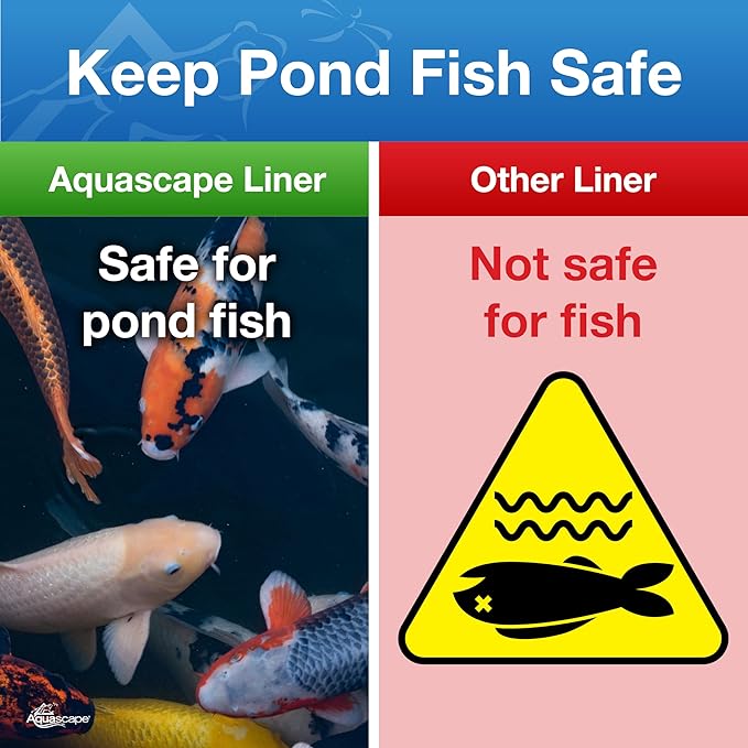 Aquascape PRO Grade 45 MIL EPDM Fish-Safe Pond Liner, 15 x 25 feet, 375 sq ft, Black