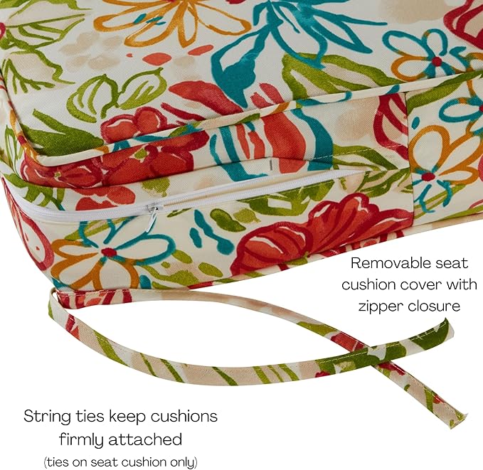 Greendale Home Fashions Outdoor Reversible 2-Piece Deep Seat Cushion Set, Garden Floral