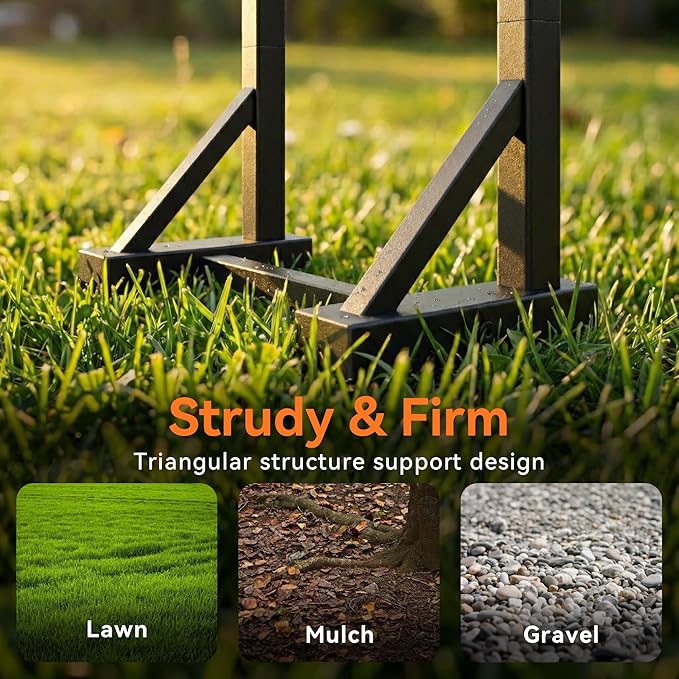 Garden Hose Holder Stand, Freestanding Metal Water Hose Storage Rack with Hooks for Outside Yard Lawn, Heavy Duty