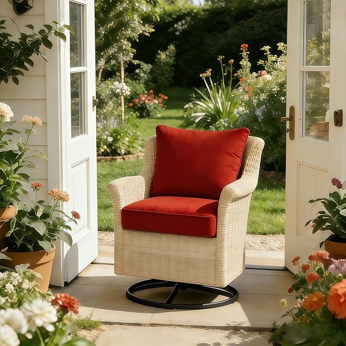 Goodgoods 24 x 24 Outdoor Patio Deep Seat Cushions 2-Pack, 1000+ Hours Fade-Resistant & Water-Resistant Outdoor Furniture Chair Cushions with 30D High-Resilience Foam for Sofa Chair, Quarry Red