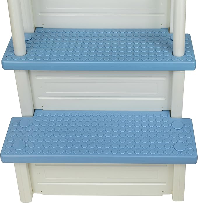 Aqua Select Anti-Slip in-Pool Steps | Pearl White/Tranquil Blue Steps | for Above Ground Swimming Pools | Can Mount to Decks 48" to 54" H | Safety Stairs Capacity Up to 350 lbs