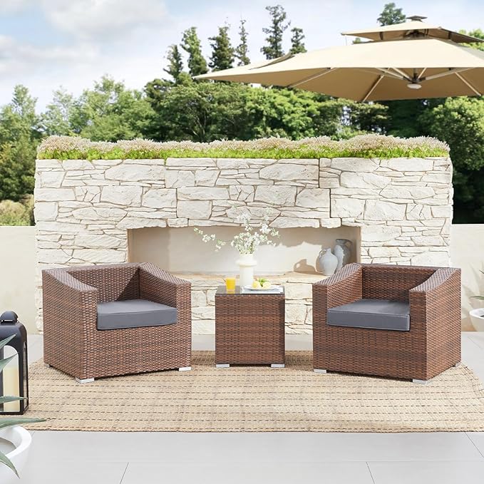 Outdoor Chair Cushions Set of 2, Waterproof Patio Chair Cushions, Patio Furniture Cushions with Ties, 24 x 24 x 4 inch, Dark Grey