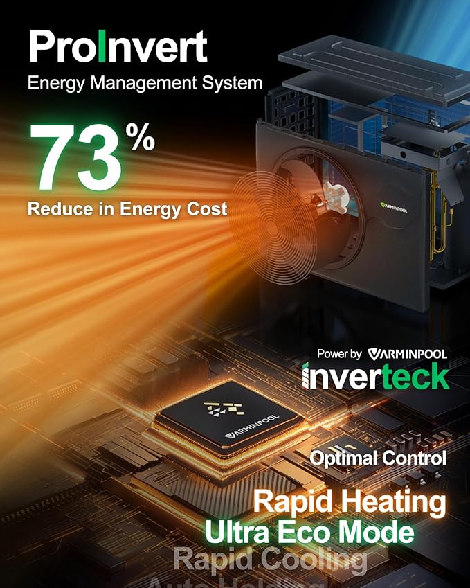 65000BTU Pro Invert Pool Heat Pump for 20000 Gallons Above Ground Pools, WiFi Capable Smart Touch Control Electric Pool Heater for Inground Pools, Timer, Heating&Cooling, 220V