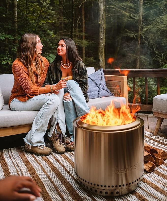 Solo Stove Bonfire Amazon Exclusive | Smokeless Fire Pit Bundle with Stand, Lid, Shelter & Ash Pan | Ideal for 4–6 People | Stainless Steel Wood Burning Camping Pit – 19.5" Wide, 34lbs