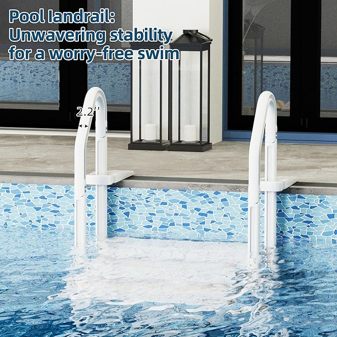Pool Ladder, 3-Step Pool Stairs with Double Handrails and Non-Slip Steps for 36-50” Above Ground and In-Ground Pools, White