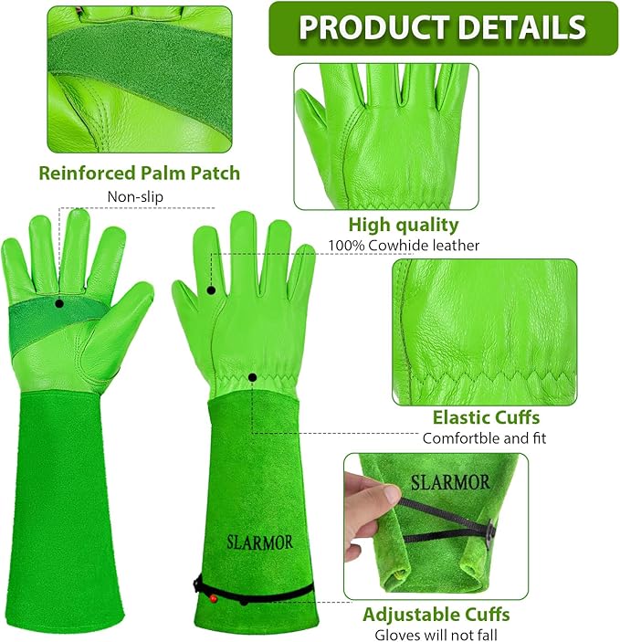 Long Gardening-Gloves Women/Men-Thorn proof Rose Pruning Heavy Duty Gauntlet, Best Garden Gifts for Gardener-XL