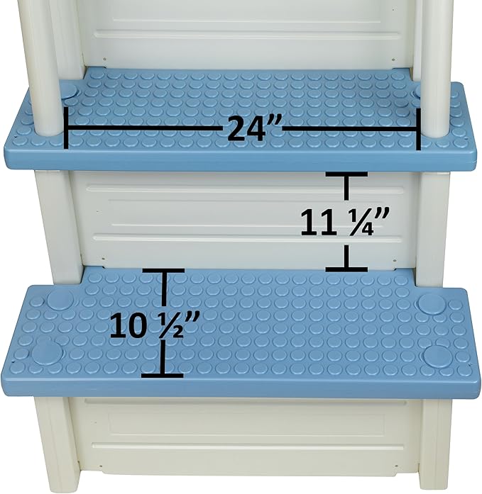 Aqua Select Anti-Slip in-Pool Steps | Pearl White/Tranquil Blue Steps | for Above Ground Swimming Pools | Can Mount to Decks 48" to 54" H | Safety Stairs Capacity Up to 350 lbs