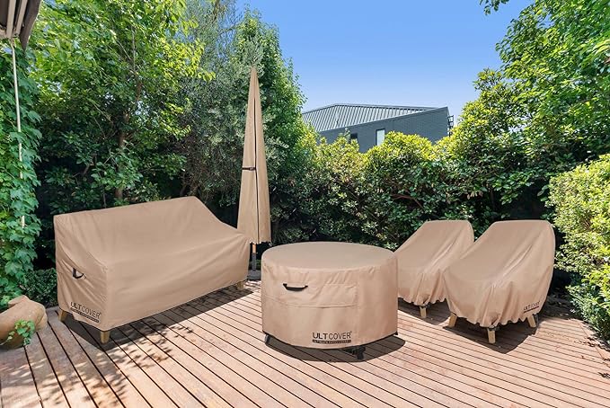 ULTCOVER Waterproof Patio Chair Cover – Outdoor Lounge Deep Seat Single Lawn Chair Cover Fits Up to 28W x 34D x 32H inches