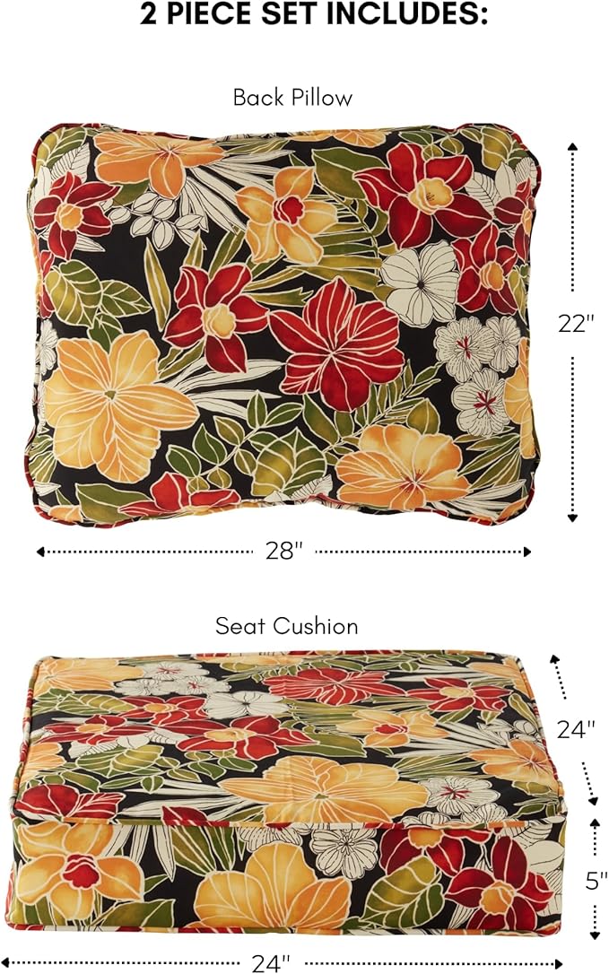 Greendale Home Fashions Outdoor Reversible 2-Piece Deep Seat Cushion Set, Aloha