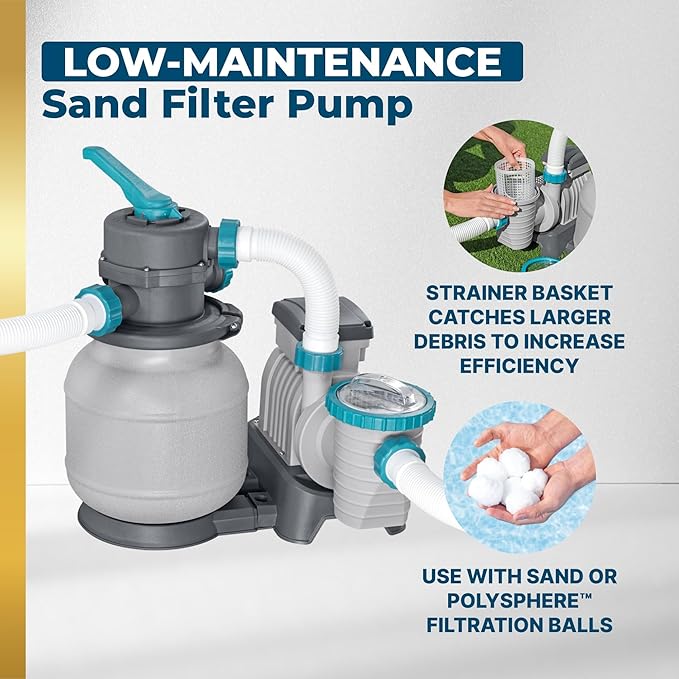 Bestway Hydrium Above Ground Swimming Pool, 15' x 48" Round Steel Wall Pool Set with Sand Filter Pump, Chemical Dispensers, and Accessories