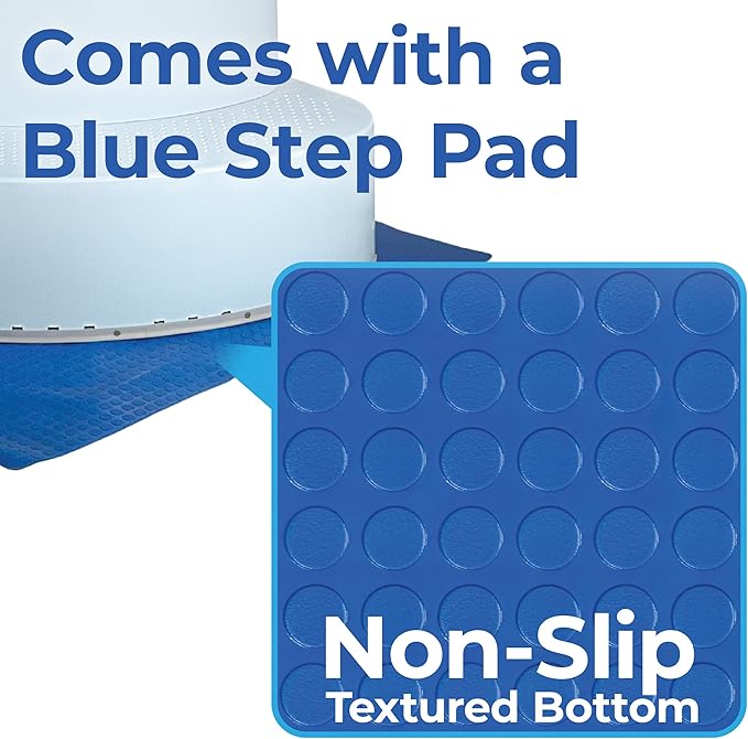 Aqua Select Resin Pool Steps for Above Ground Pools | Seaside Mist Blue | Heavy-Duty ABS Construction | 350 lb Capacity, Non-Slip Step Treads, & Handrail | Includes Liner Guard | No Weights Needed