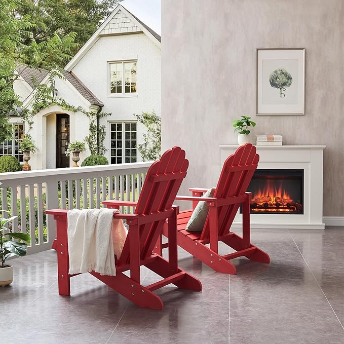 Adirondack Chairs Weather Resistant, Patio Firepit Chair, Sturdy Outside Chairs, Lawn Chairs, Easy Assembly 350lb, for Outdoor Patio Yard