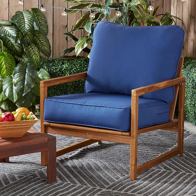Outdoor Reversible 2-Piece Deep Seat Cushion Set, Blue