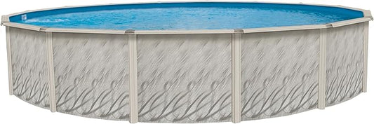 Lake Effect Pools 'Meadows' 24 ft Round Above Ground Swimming Pool | 52 Inch Steel Side Walls | Kit Includes: 25 Gauge Overlap Liner & Widemouth Skimmer