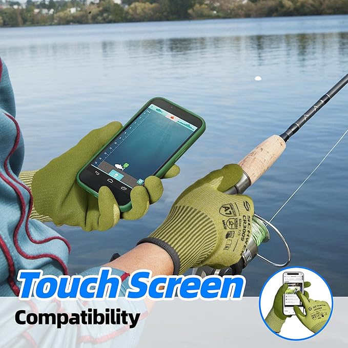 Schwer 2 Pairs ANSI A7 Cut Resistant Fishing Gloves, CR3009 Touchscreen Compatible Work Gloves for Men and Women, Non Slip, Ideal for Fishing, Hunting, Hiking, Cycling, and Outdoor Activities, XL