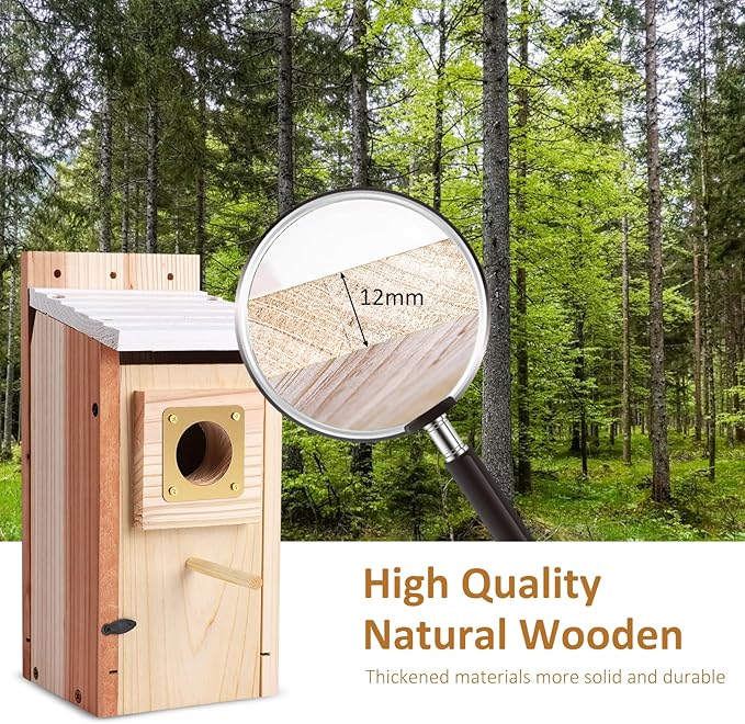 Bird Houses for Outside 2Pack with Copper Guard,Thicken Wooden Bluebird House Clearance Garden Country Cottages, Nesting Box for Finch Swallow Wren Chickadee Wild Bird Supplies, Easy to Assemble