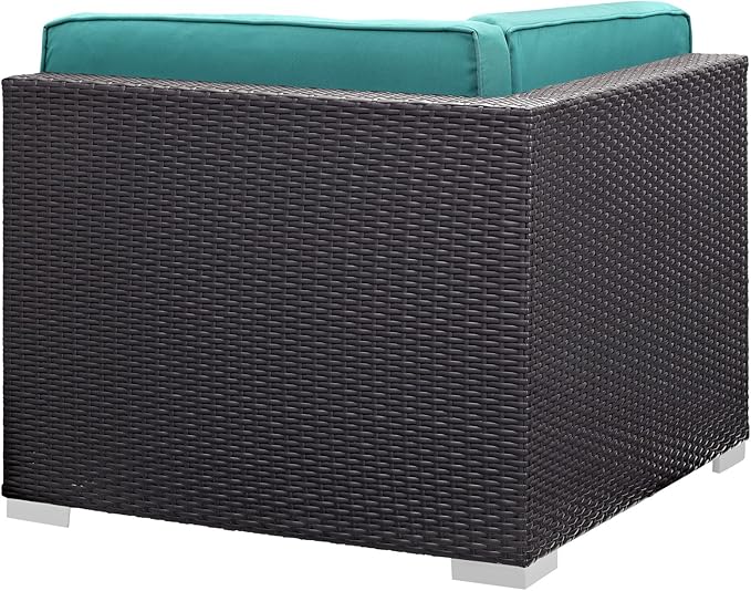 Modway Convene Corner Sectional Outdoor Patio (Set of 2), Espresso Turquoise