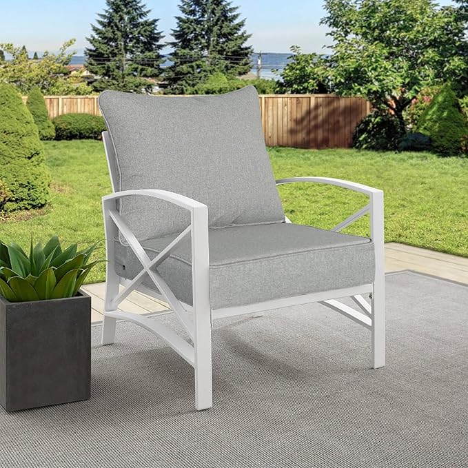 Goodgoods 24 x 24 inch Outdoor Patio Deep Seat Cushions Set of 2, Fade-Resistant & Water-Resistant Outdoor Furniture Chair Cushions with 30D High-Resilience Foam for Sofa Chair, Light Gray