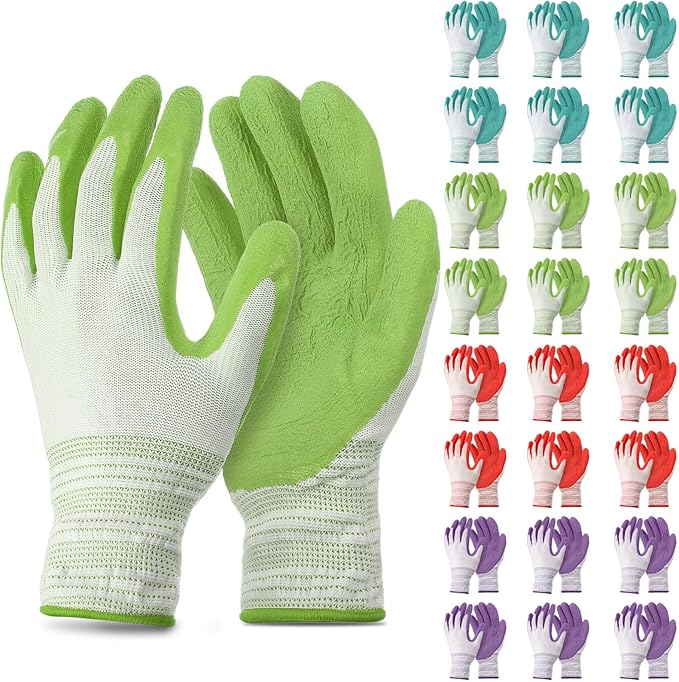 24 Pairs Gardening Gloves for Women Breathable Rubber Coated Garden Gloves Ladies Yard Protective Work with Grip for Outdoor Indoor Yard, General Purpose, 4 Colors