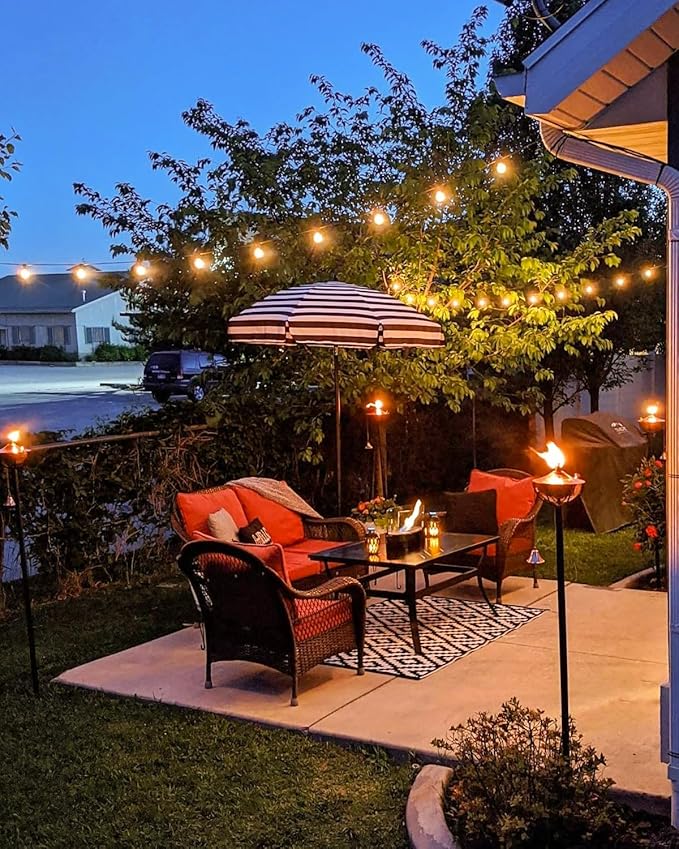 GLUROO Outdoor String Lights, 30FT LED Patio Lights Outdoor Wateproof with 15+1 Globle Bulbs Shatterproof, 2700K Outside for Backyard,Bistro,Camping,Deck,Yard,Garden