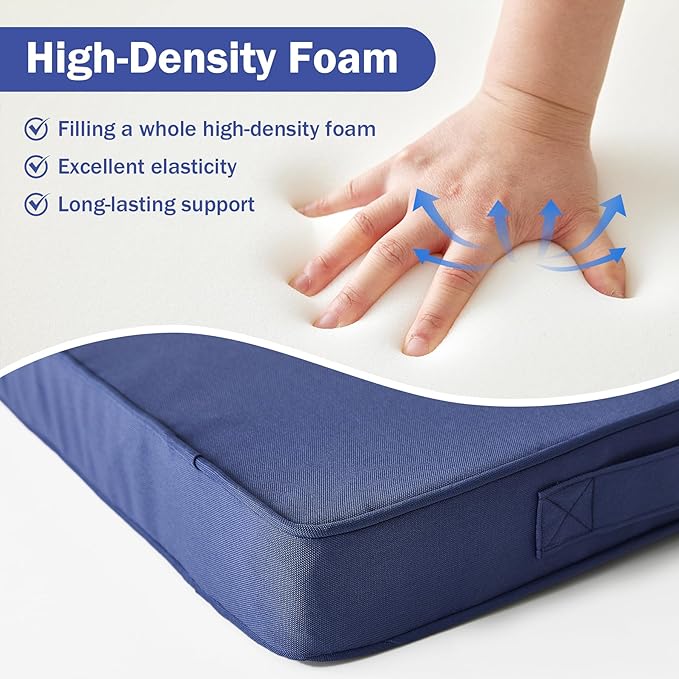 Outdoor Cushions, Outdoor Chair Cushions 22x22x3 Inch, Cushions for Outdoor Furniture with Removable Cover, Waterproof & Fade Resistant Outdoor Seat Cushions for Patio, Lawn, Navy Blue