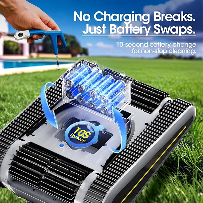 Cordless Robotic Pool Cleaner, Pool Vacuum 180W Brushless Motor, 45000Pa Suction, Wall & Waterline Climbing, Auto Path Mapping, for Inground & Above-Ground Pools up to 2150 Sq. Ft. (Gray)