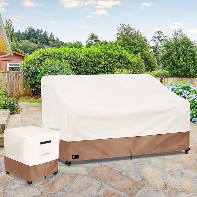 Outdoor Couch Cover for Patio Furniture - Heavy Duty Waterpoof All-Weather 3-Seater Patio Sofa Cover, 79"x38"x35" (Beige)