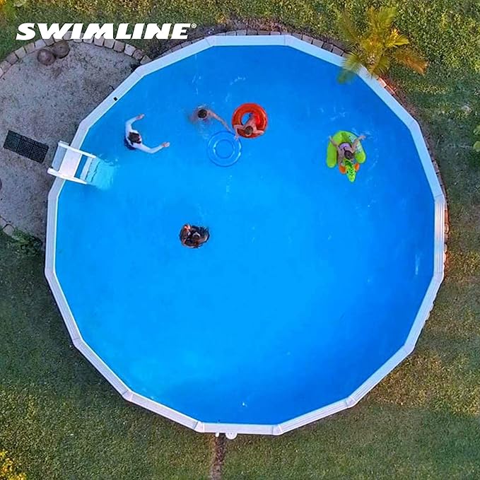 Swimline LI184820 18 Inch Solid Blue Round Above Ground Swimming Pool Overlap 20 Gauge Vinyl Liner for 48 to 52 Inch Pools with Sun Protection