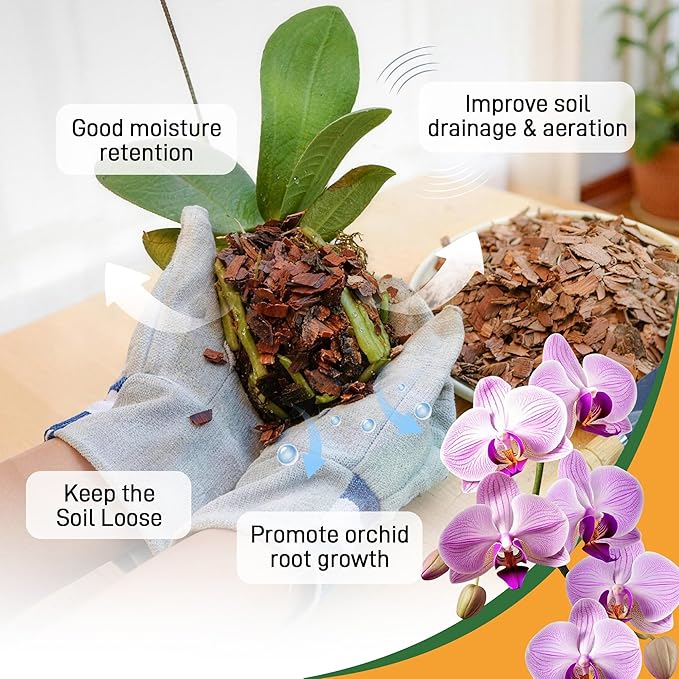 9qt Orchid Bark Horticultural Grade- Natural Mulch for Potted Plants, Root Development of Orchid Plants and Garden Soil Amendment Mix