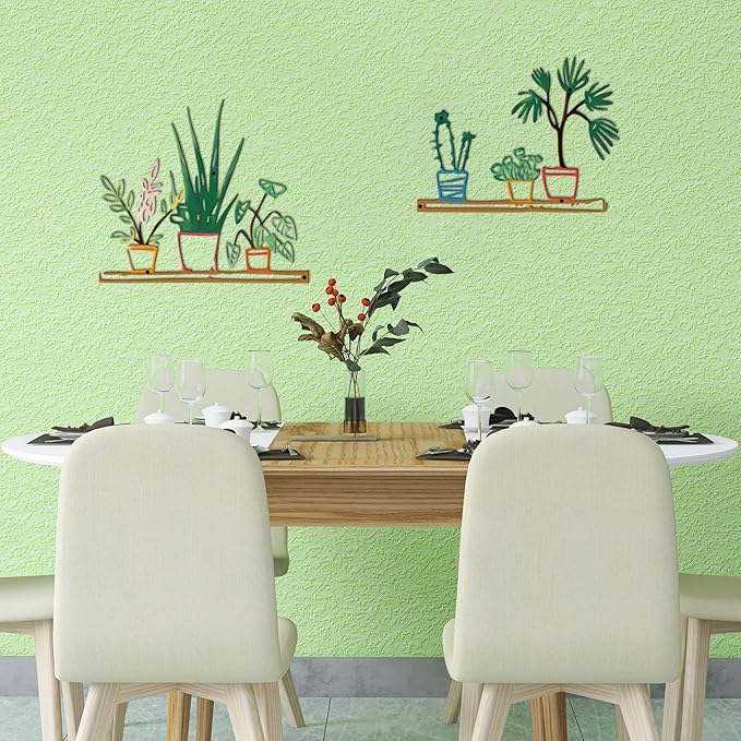 DUOOLN Metal Flowers Wall Art Decor, Minimalism Flower in Vase Hanging Iron Wall Decoration, Modern Plant Potted Wall Art Sculpture Sign, Home Bedroom Bathroom Outdoor Indoor Kitchen - Color 2