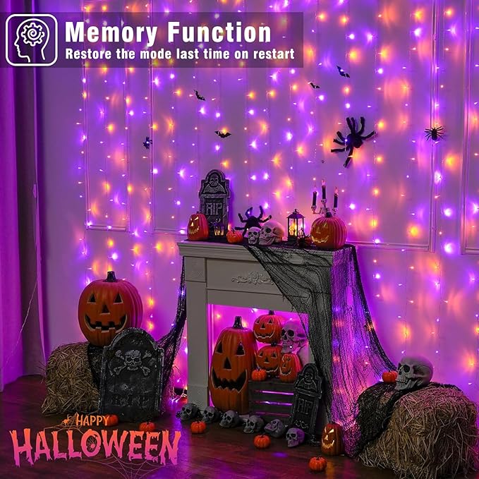 66FT 200 LED Christmas Lights Outdoor, Orange and Purple String Lights Indoor Waterproof with 8 Modes, Connectable Clear Wire Twinkle Fairy Lights for Indoor Home Xmas Garden Decorations
